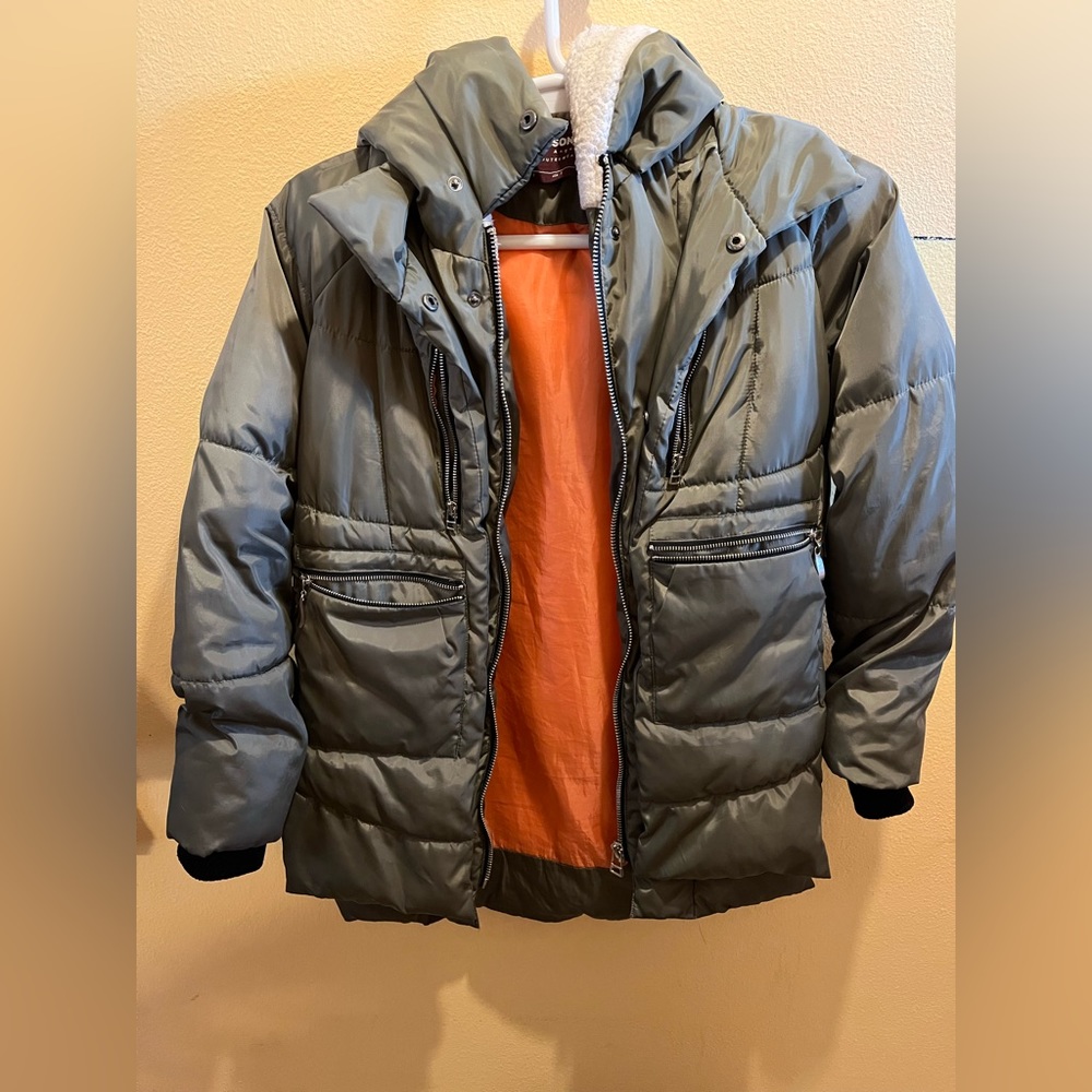 Green and orange warm jacket coat!